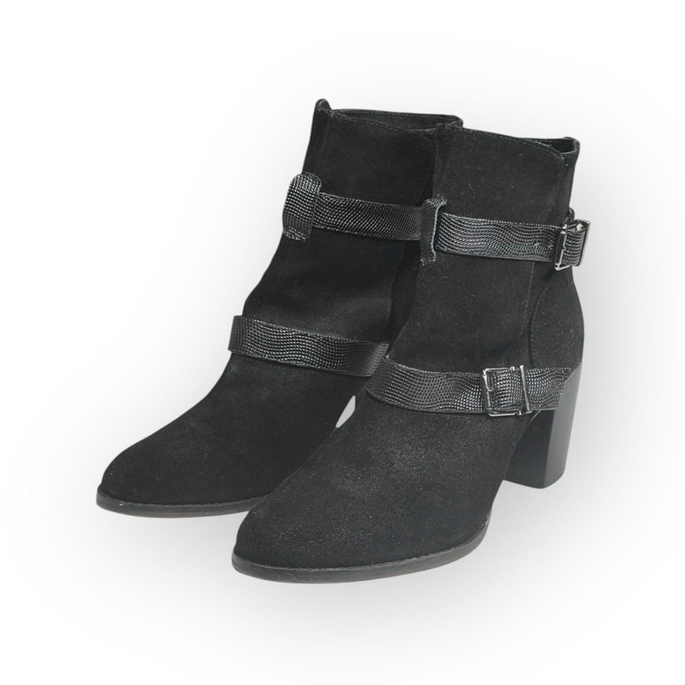 Paula Bahia ✿ Suede Double Buckle Wrap Strap Engineer Boots ✿ Black ✿ 39 8.5 9M - Picture 6 of 16